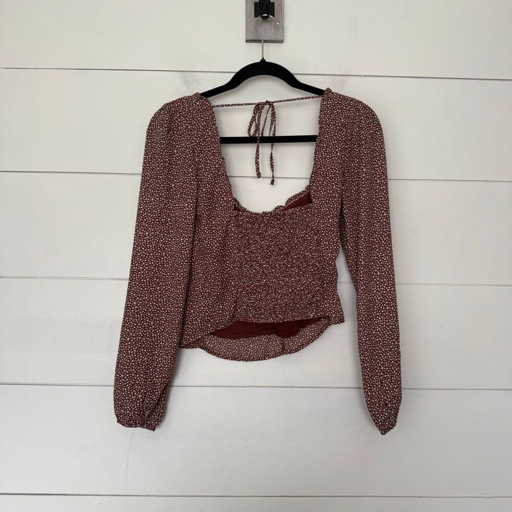 Abercrombie & Fitch Women’s XS Brown White Longsleeve Top - Picture 3 of 4